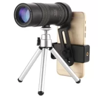 Portable Zoom Telescope Camera Lens with Tripod - Black