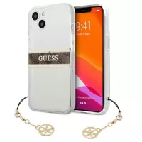 Guess 4G Strap Charm iPhone 13 Mini Hybrid Case - Brown / Transparent