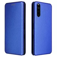 Sony Xperia 10 III, Xperia 10 III Lite Flip Case - Carbon Fiber - Blue