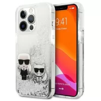 Karl Lagerfeld Liquid Glitter Karl & Choupette iPhone 13 Pro Case - Silver