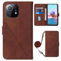 Line Series Xiaomi Mi 11 Wallet Case - Brown