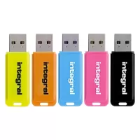 Integral 16GB Neon USB Flash Drives - 12Mb/s - 5 Pack FFP