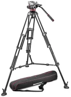 Tripod with fluid video head, Aluminium with Sliding Plate