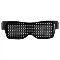SL-004 Rechargeable Impact Resistant LED Light Emitting Bluetooth Glasses 200 Lamp Beads APP Control Support Multiple Language Editing Used for Halloween, Electronic Music, Disco, Bar - Black Frame White