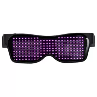 SL-004 Rechargeable Impact Resistant LED Light Emitting Bluetooth Glasses 200 Lamp Beads APP Control Support Multiple Language Editing Used for Halloween, Electronic Music, Disco, Bar - Black Frame Pink