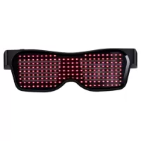 SL-004 Rechargeable Impact Resistant LED Light Emitting Bluetooth Glasses 200 Lamp Beads APP Control Support Multiple Language Editing Used for Halloween, Electronic Music, Disco, Bar - Black Frame Red