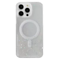 For iPhone 15 Pro Max MagSafe Glitter Hybrid Clear TPU Phone Case(White)