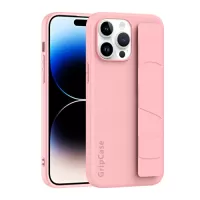 For iPhone 14 Pro Max Skin Elastic Wrist Grip Back Cover Phone Case(Pink)