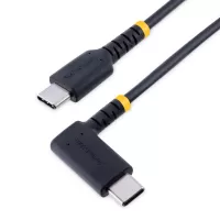 R2CCR-2M-USB-CABLE StarTech.com 6ft (2m) USB C Charging Cable Right Angle - 60W PD 3A - Heavy Duty Fast Charge USB-C Cable - Black USB 2.0 Type-C - Rugged Aramid Fiber - USB Charging Cord