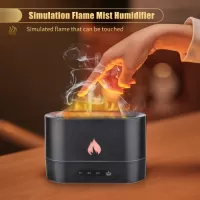 250mL Simulation Flame Mist Humidifier Flame Night Light Quiet Aromatherapy Diffuser Desktop USB Humidifier for Home Office Bedroom Baby Room 1/3/5H Timing