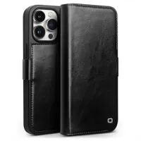 iPhone 15 Pro Qialino Classic Wallet Leather Case - Black