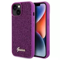 iPhone 15 Guess Disco Metal Script Logo Case - Fuchsia