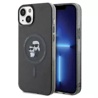 iPhone 15 Karl Lagerfeld IML Glitter Karl & Choupette MagSafe Case - Black