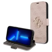 iPhone 15 Pro Guess 4G Metal Logo Flip Case - Pink