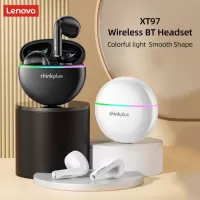 Lenovo thinkplus XT97 Wireless BT Headphones with Flash LED Ligh Hi-Fi Stereo Sound Noise Reduction HD Call Smart Fast Pair Compatible with iOS Android System White