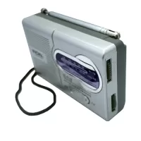INDIN BC-R119 AM/FM Dual Band Mini Radio Receiver Portable Player Built-in Speaker with a Standard 3.5MM Headphones Jack Silver grey