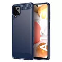 Samsung Galaxy A12 Brushed TPU Case - Carbon Fiber - Blue