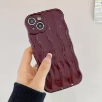 iPhone 15 3D Linear Wavy Case - Wine Red
