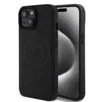 iPhone 15 Mercedes-Benz Star Pattern Mag Leather Case - Black