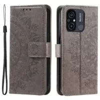 Xiaomi Redmi 12C Mandala Series Wallet Case with Stand - Grey
