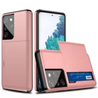 Samsung Galaxy S21 Ultra 5G Hybrid Case with Sliding Card Slot - Rose Gold