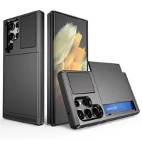 Samsung Galaxy S24 Ultra Hybrid Case with Slide Card Holder - Black