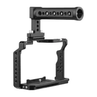 Andoer Camera Video Cage + Top Handle Kit Aluminum Alloy with Dual Cold Shoe Mounts Numerous 1/4 Inch Threads Replacement for Sony A7IV/ A7III/ A7II/ A7R III/ A7R II/ A7S II