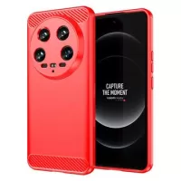 Xiaomi 14 Ultra Brushed TPU Case - Carbon Fiber - Red