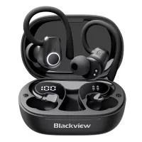 Blackview AirBuds 60 IPX4 Waterproof Bluetooth 5.3 Half In-ear TWS Earbuds with Earhooks Black