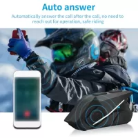 Motorcycle BT Headset, Motorcycle Helmet Intercom, BT5.0 Connection Waterproof Intercom Connected Intelligent Noise Reduction, Auto Answer, FM Radio Long Battery Life for Worry-Free Riding