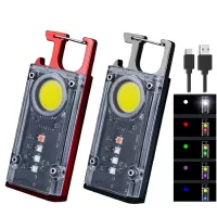Magnetic COB LED Work Light Portable Keychain Flashlight UV Light Red/Blue Warning Green Light Keychain Light Mini Torch