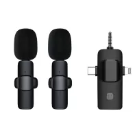 M18 3 In 1 Wireless Lavalier Microphone iOS/Type-C/3.5mm Jack Mic Intelligent Noise-Reducing for Phone Camera SLR PC Lap