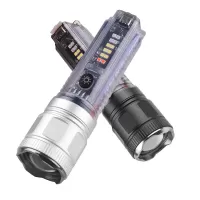 Solar Portable Torch Keychain Telescopic Zoom 30W/XHP50 LED Strong Light 18650 Type-C Flashlight Multi Light Source Outd