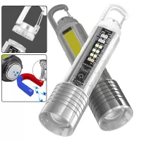 Super Bright XHP50 LED Flashlight with Long-distance Beam Zoomable Multiple Light Sources Magnetic Hook Multifunctional