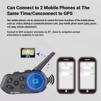 Motorcycle BT Headset, Motorcycle Helmet Intercom, BT Connection Stereo Music Intelligent Noise Reduction Voice Prompt 500M Double Intercom, Intelligent Noise Reduction, FM Radio Long Battery Life for Worry-Free Riding